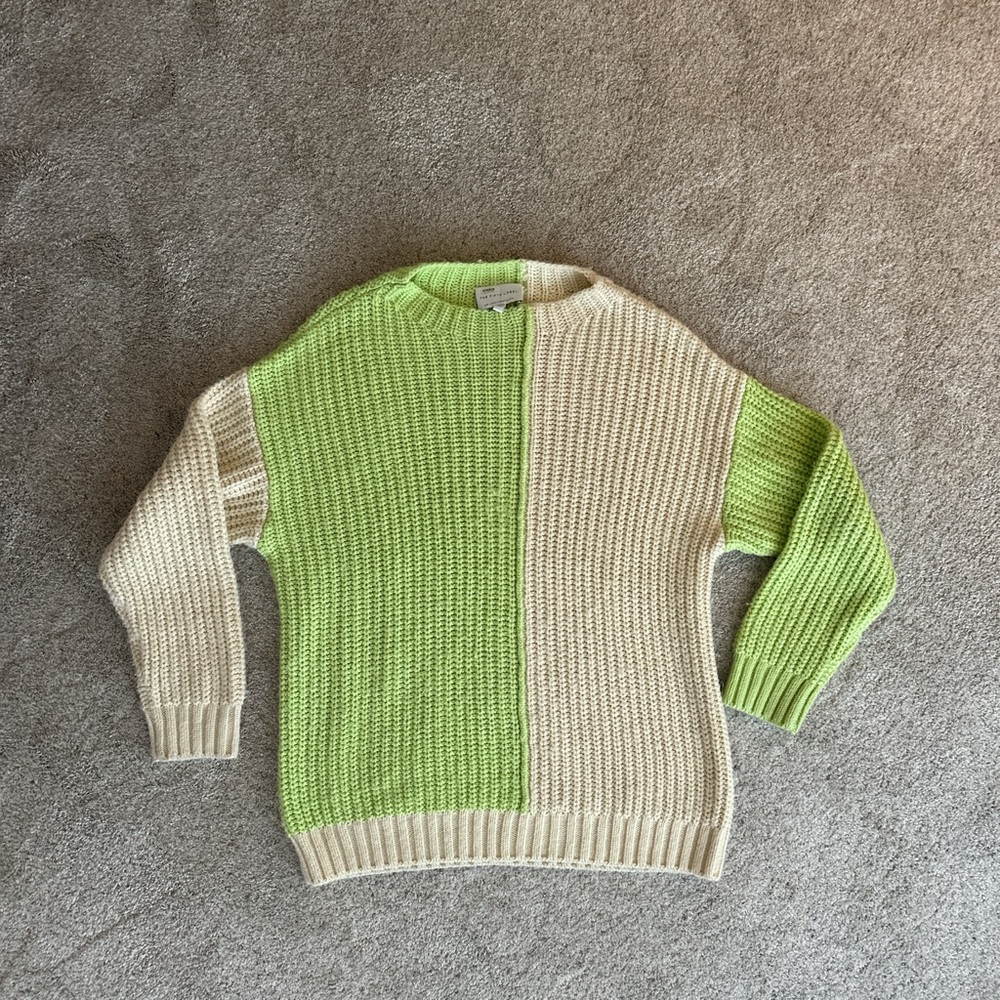 The Fifth Label Two-Tone Sweater - Lime and Cream